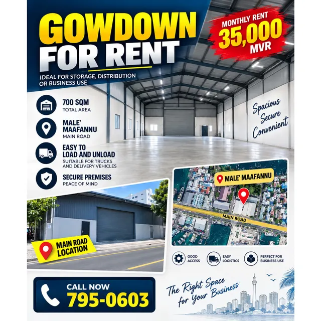 Warehouse Space in Maafannu – 700 sqft — Maafannu