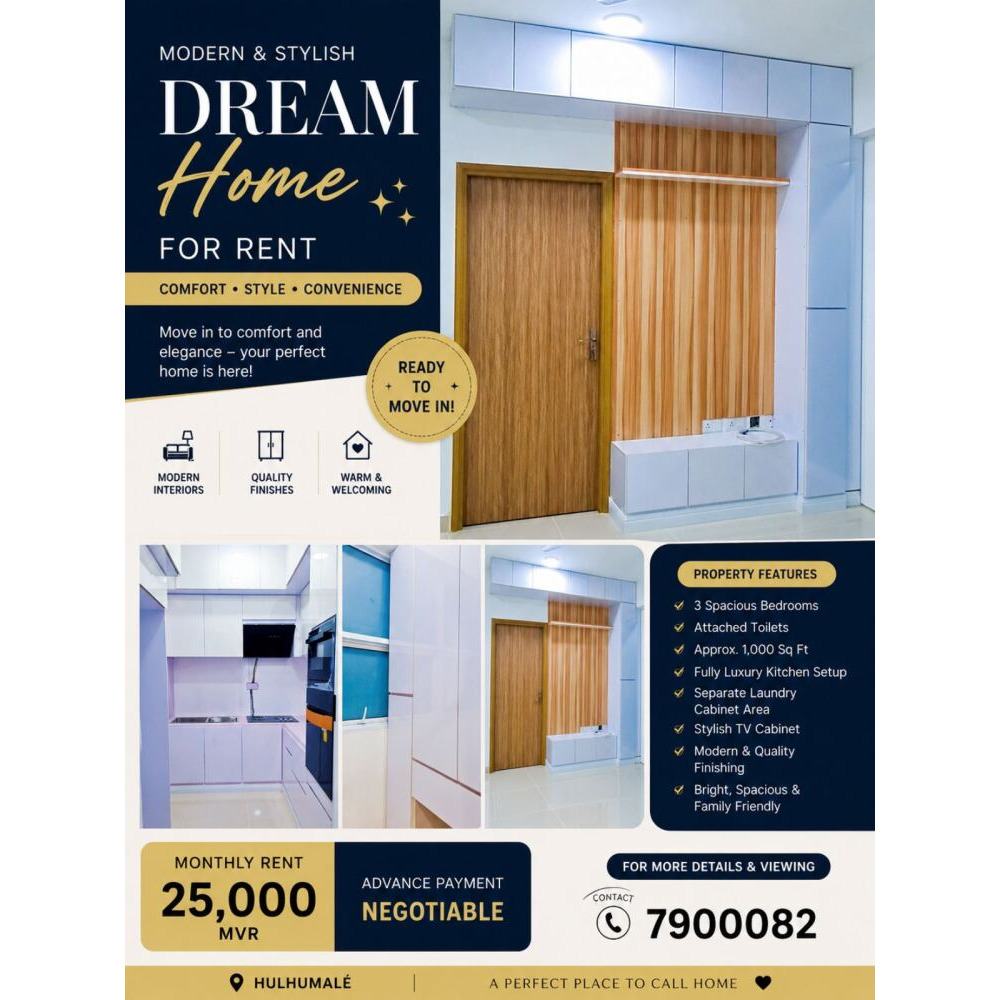 3 Room Apartment for rent — Hulhumalé