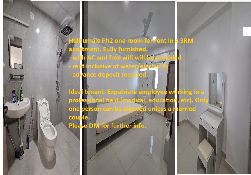 Newly furnished room for rent in a 3RM apartment — Hulhumalé