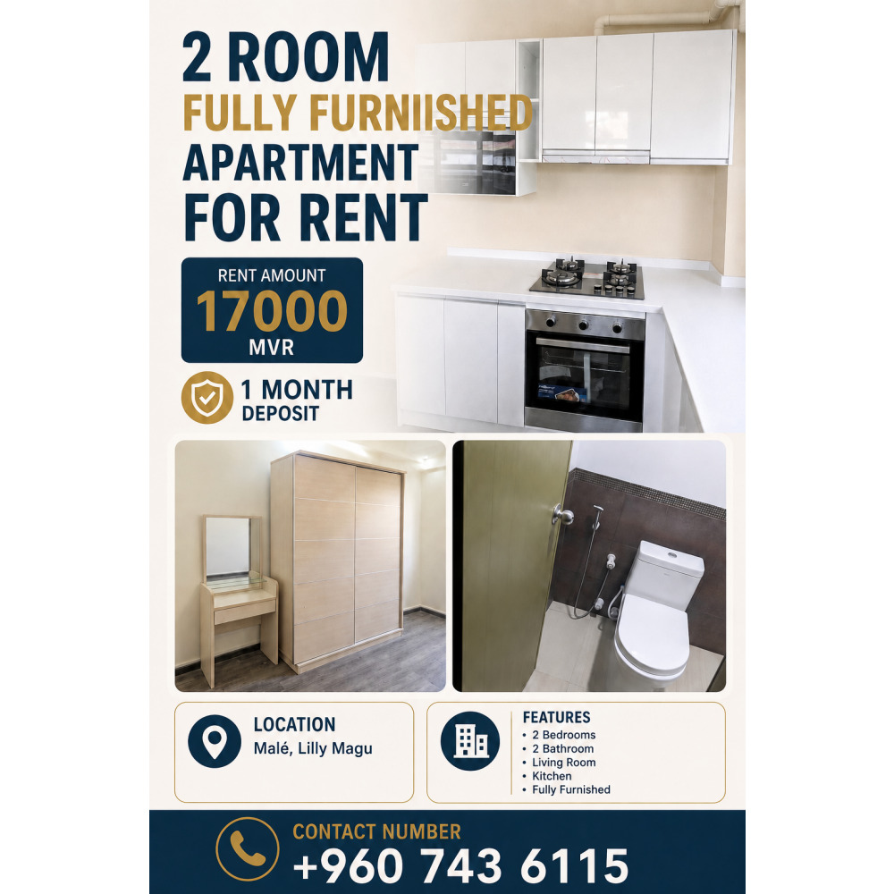 2 Room Apartment For Rent — Malé — Galolhu