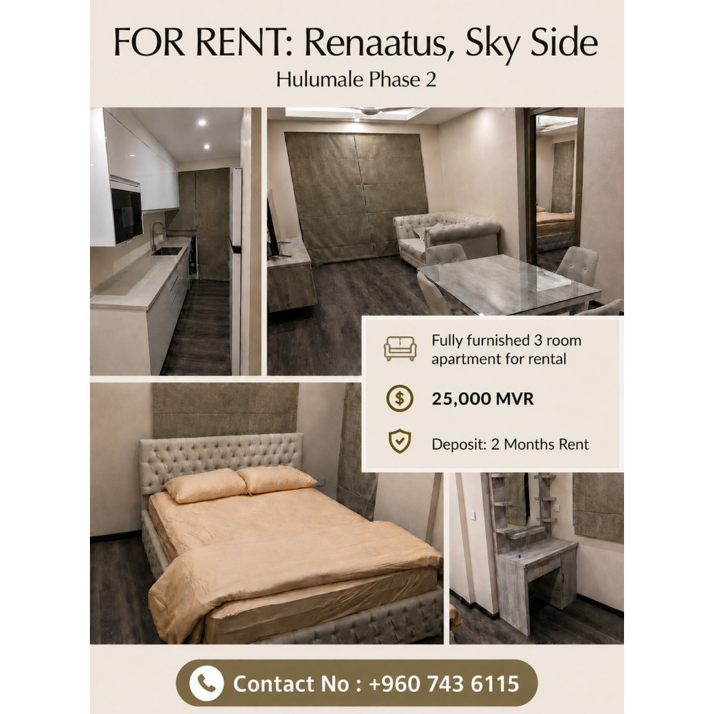 3 room Apartment For Rental — Hulhumalé