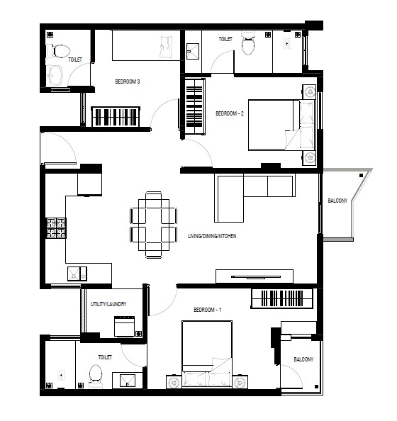 3 Bedroom Apartment for Rent in Hulhumal Phase 1 — Hulhumalé