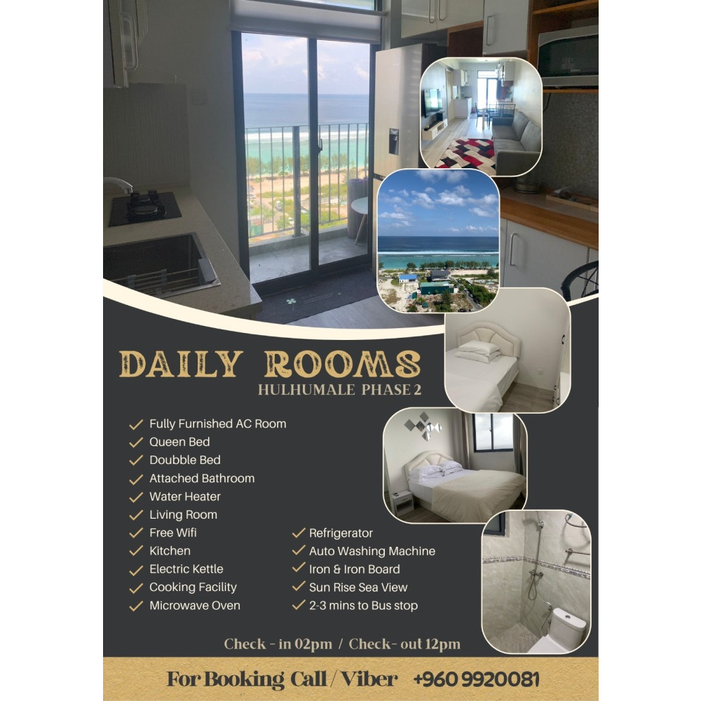 Rooms and Apartment ( 2bhk ) Daily Rent — Hulhumalé