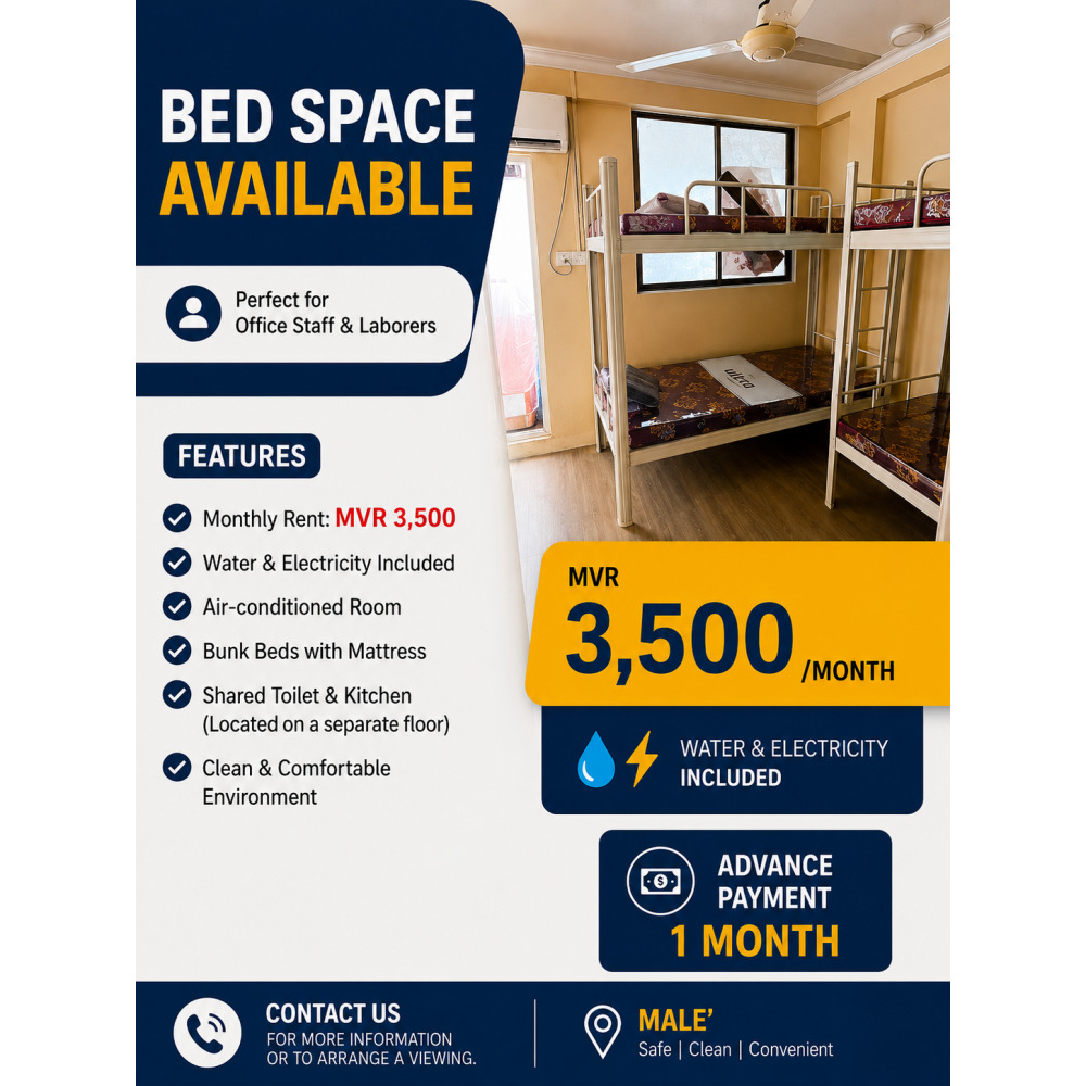 Accommodation Available — Malé — Maafannu