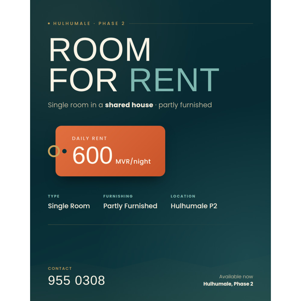 Room for daily rent — Hulhulé