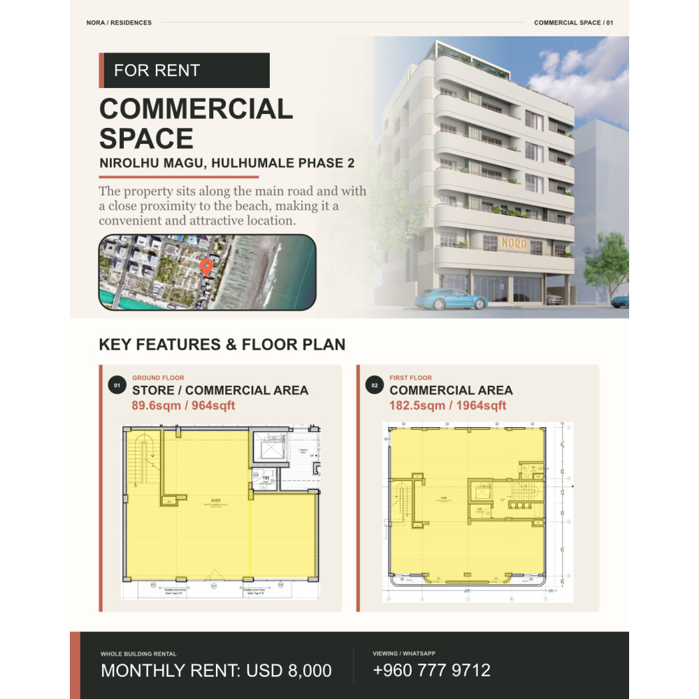 Commercial Space for Rent Nirolhu Magu, Hulhumale Phase 2 - USD8000 — Hulhumalé