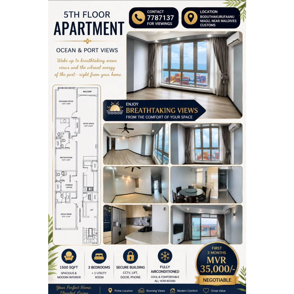Rent-5th Floor Apartment (Ocean & Port Views) — Malé — Maafannu