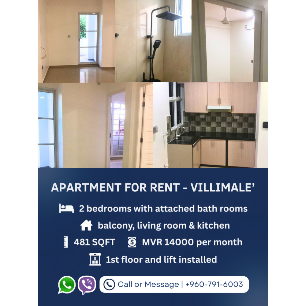 2 Room Apartment for rent VilliMale' — Vilingili