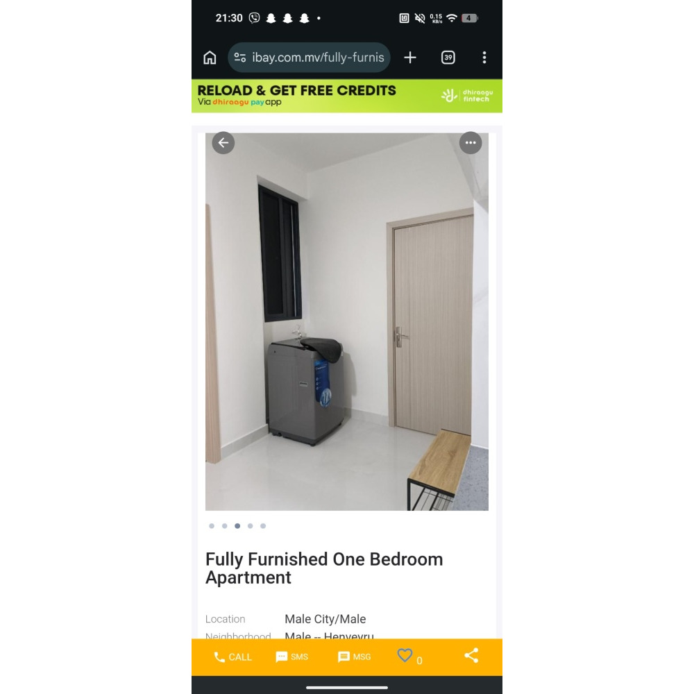 One Bedrroom Apartment for rent-Daily /Monthly/Yearly — Malé — Henveiru