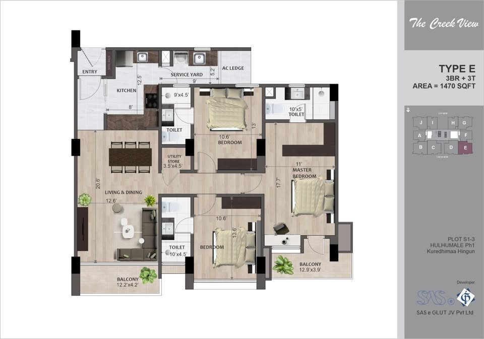 3 Beds 3 Baths Apartment - Creek View Hulhumale — Hulhumalé