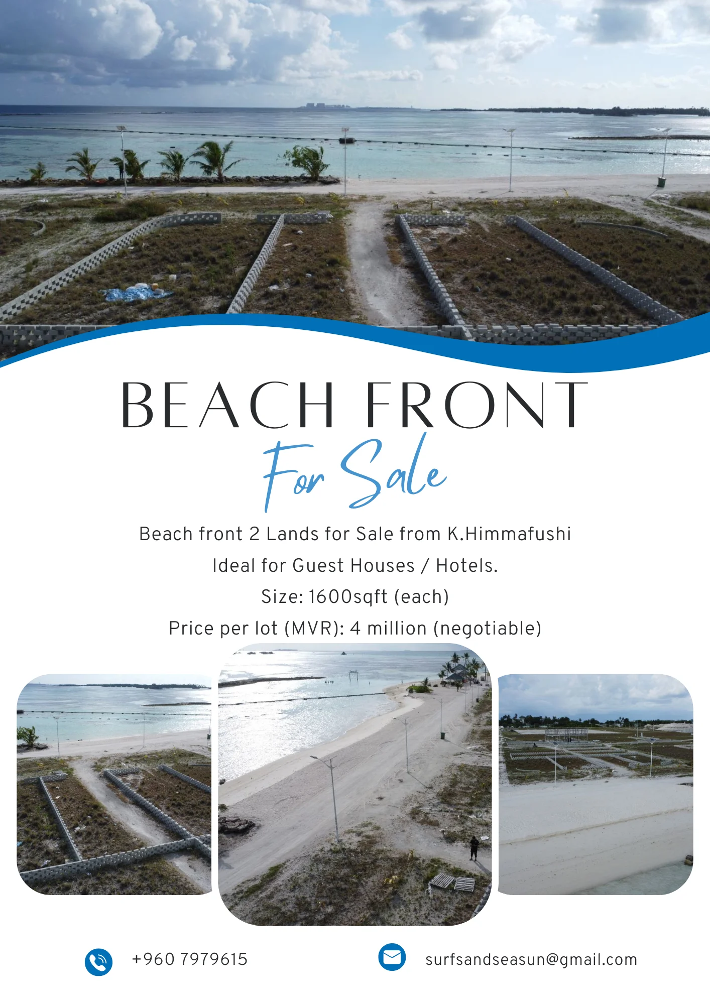 Beach Front 1600sqft x 2 Lands for Urgent Sale — Other